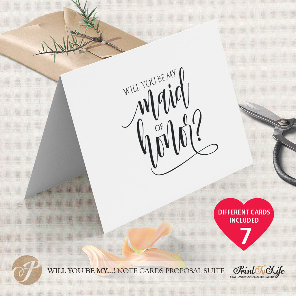 Will You Be My Bridesmaid Card, Printable Set Of 7 Cards Templates With Regard To Will You Be My Bridesmaid Card Template