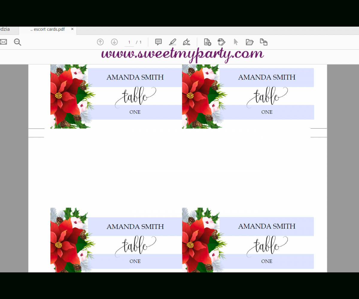 Winter Wedding Escort Cards Template Printable,christmas Place Cards  Template,(154) With Regard To Christmas Table Place Cards Template
