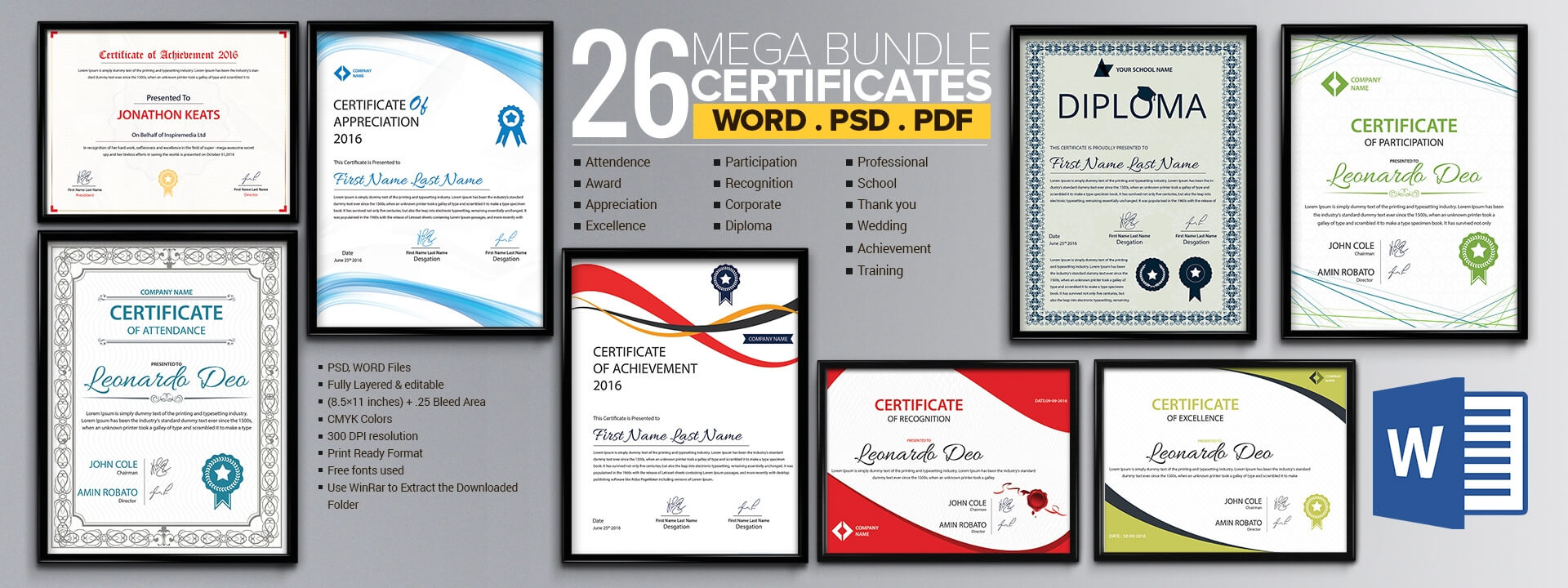 Word Certificate Template - 53+ Free Download Samples For Award Certificate Templates Word 2007