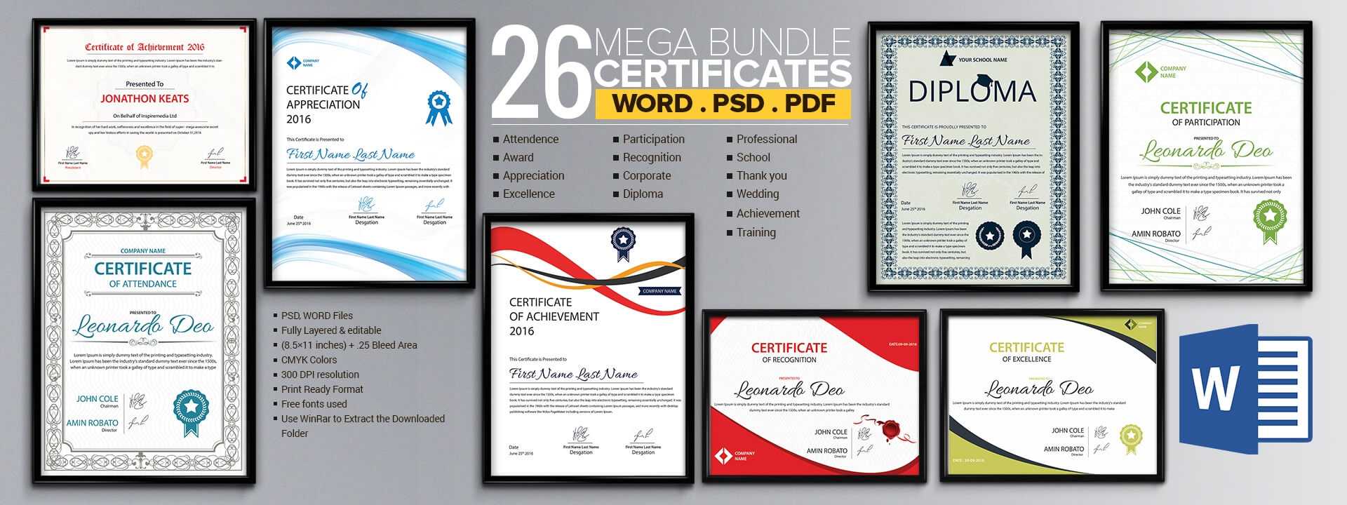 Word Certificate Template – 53+ Free Download Samples Regarding Free Certificate Templates For Word 2007