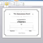 Word: Simple Mail Merge. Certificate Example Regarding Award Certificate Templates Word 2007