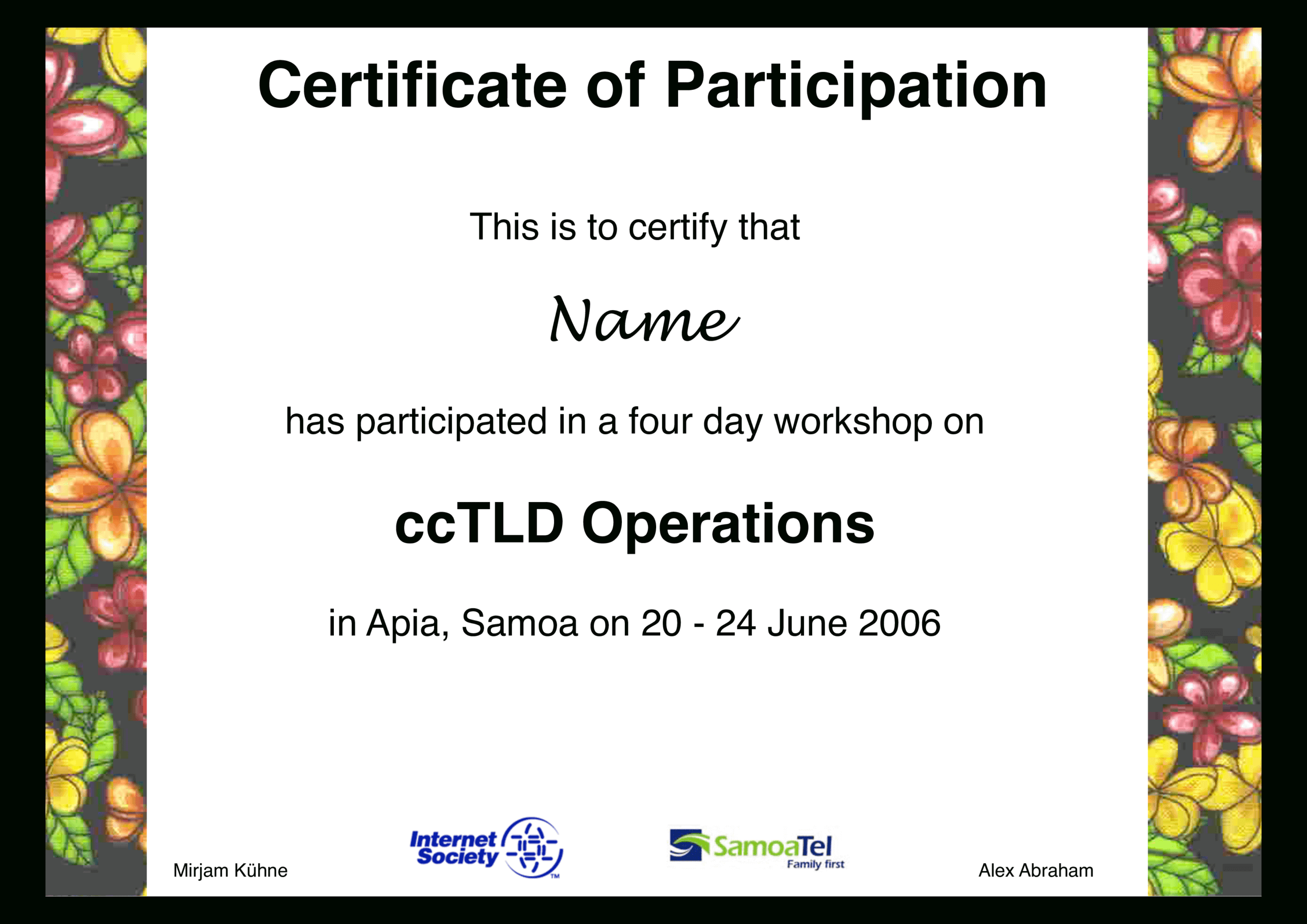 Workshop Participation Certificate | Templates At In Workshop Certificate Template