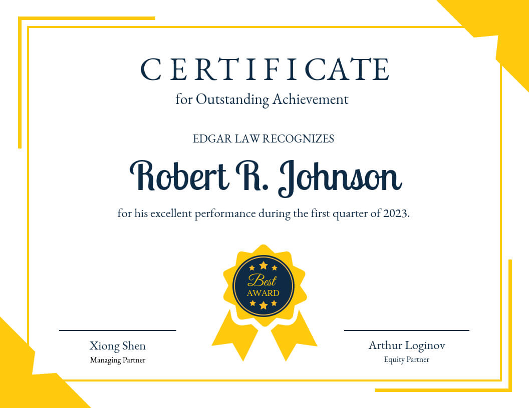 Yellow Certificate Of Recognition Template Intended For Best Performance Certificate Template