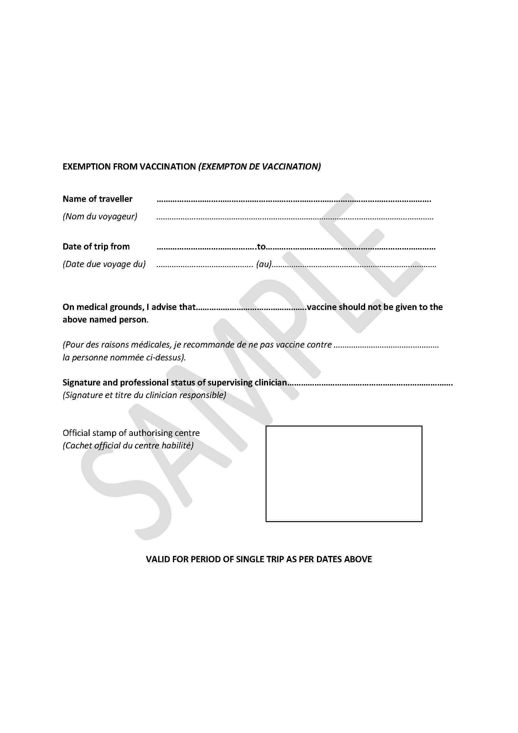 Yellow Fever Zone For Certificate Of Vaccination Template