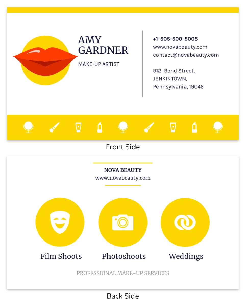 Yellow Makeup Artist Business Card Template With Dog Grooming Record Card Template