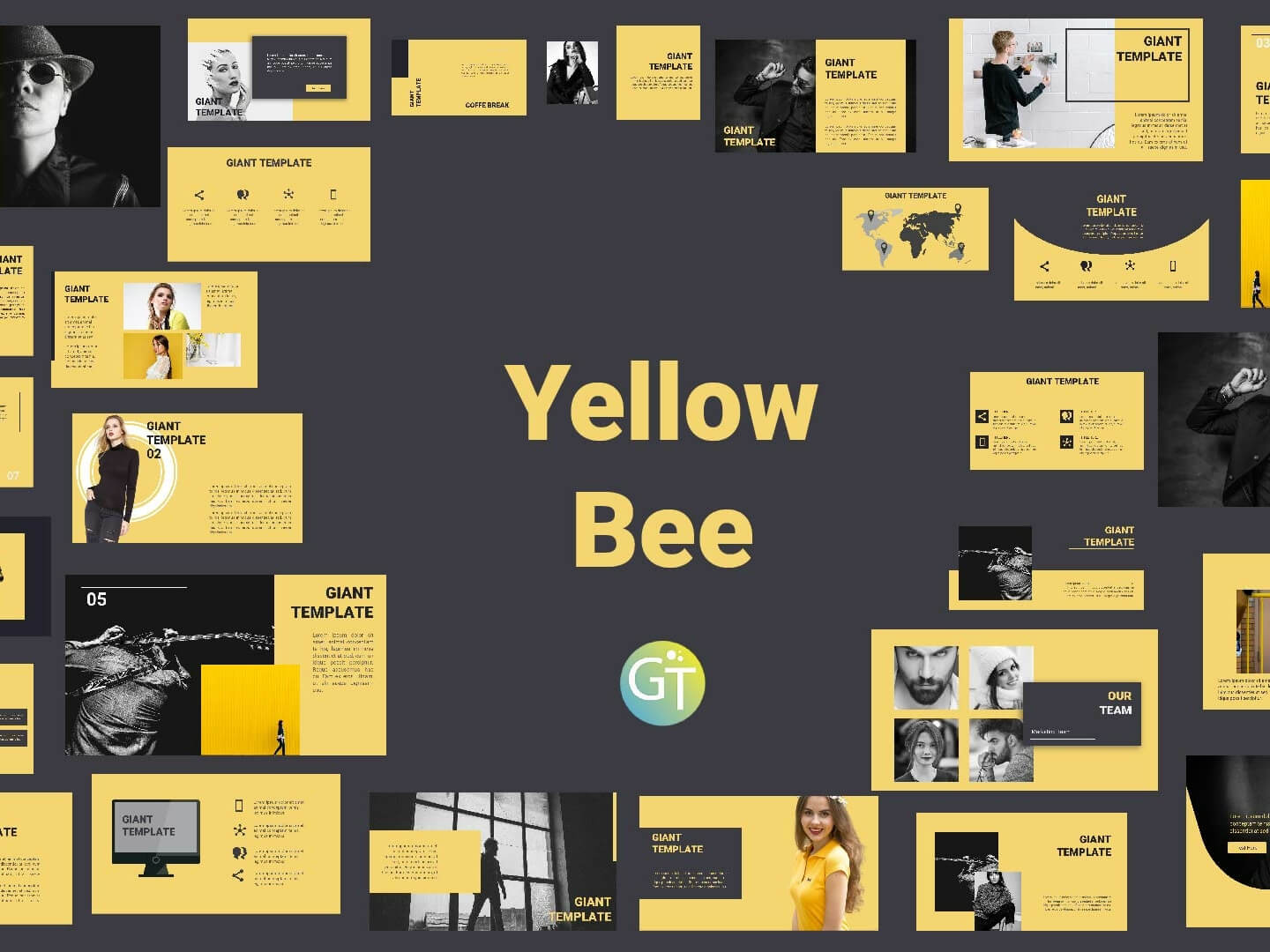 Yellowbee Free Powerpoint Template Free Downloadgiant Within Powerpoint Animation Templates Free Download