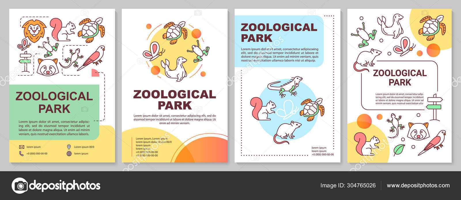 Zoological Park Brochure Template Layout. Zoo Animals. Flyer Within Zoo Brochure Template